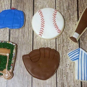 Baseball Set decorated Sugar Cookies 3&quot; -1 dozen