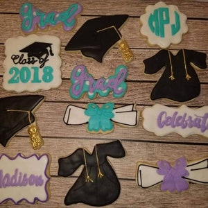 Graduation school Decorated sugar cookies -1 dozen
