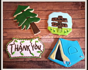 Camping themed Decorated Sugar Cookies -1 dozen
