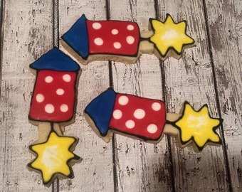 Firecracker Decorated Sugar Cookies  3" -1 dozen