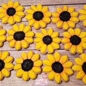 Sunflower Decorated sugar cookies 3&quot; -1 dozen