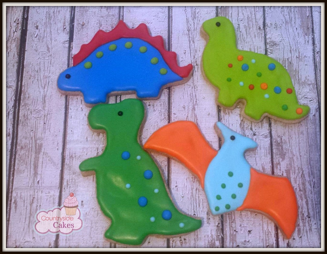 Dinosaur Decorated Sugar Cookies 1 Dozen Etsy