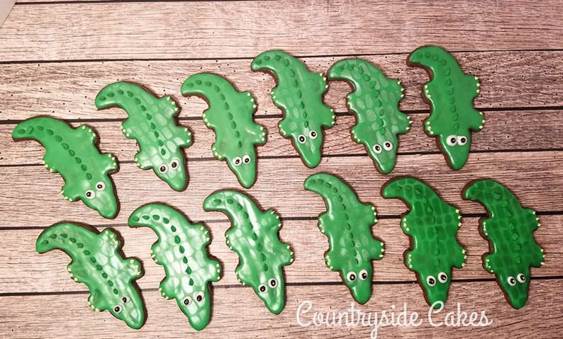 Crocodile or Alligator decorated sugar cookies 3 1 dozen image 2