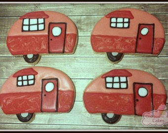 Camper Camping themed Decorated Sugar Cookies -1 dozen 4.5"