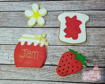 Strawberry jam Decorated Sugar Cookies- 1 dozen 3"