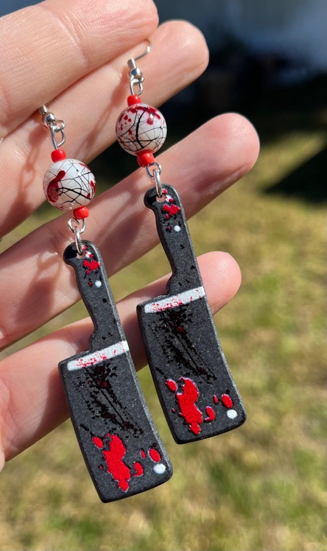 Blood Splattered Cleaver Dangle Earrings - Etsy