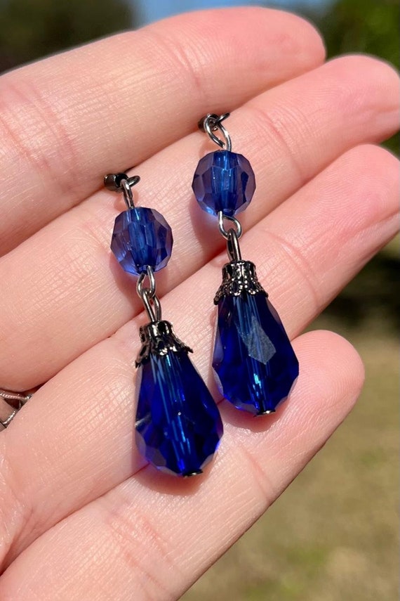 Royal Blue Drop Dangle Earrings Australia