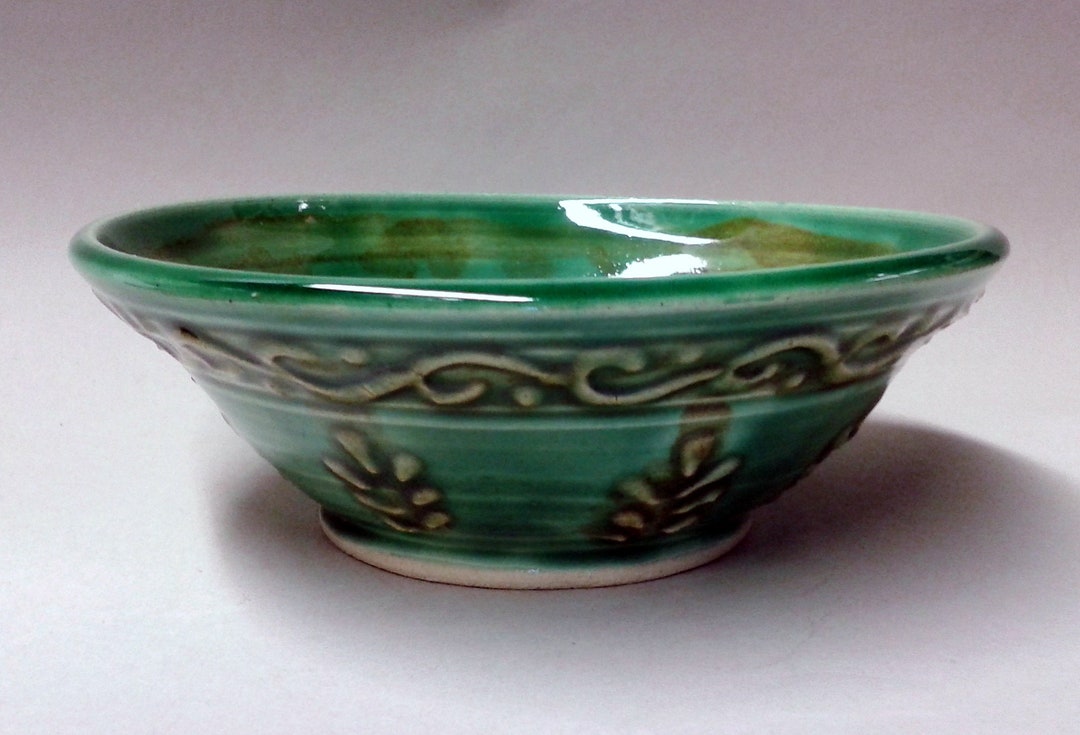 Wheel Thrown & Slip Trailed 6 1/2 Inch Bowl - Handmade Studio Pottery ...