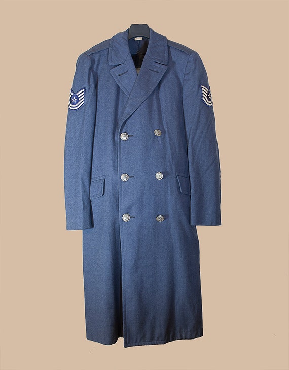 Viet Nam Era USAF Overcoat Blue Wool Serge Size 35