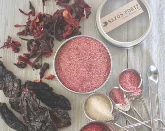 Smoky Amapola [Organic Hibiscus Infused Sugar with Morita Chili], Small-batch, Hand-blended