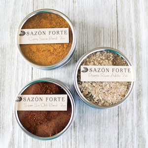 Popcorn Seasoning Set: Made with Hand-Blended spices Curry, Chili, Adobo 2oz 4oz image 2