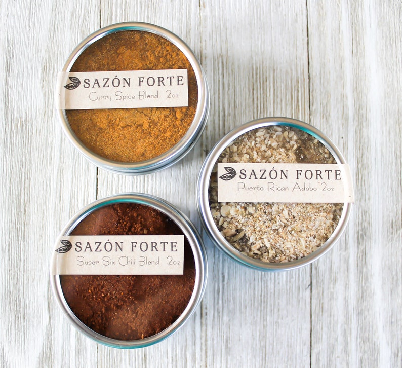 Popcorn Seasoning Set: Made with Hand-Blended spices Curry, Chili, Adobo 2oz 4oz image 2