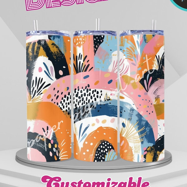 Risograph Print Minimalist Tumbler Wrap - Sublimation Design for Summer. Summer PNG, Clean, and Simple Design.
