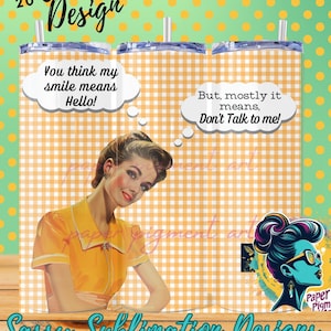 El envoltorio para vaso de ama de casa Sassy Sarcastic 1950 para diseños de sublimación se puede utilizar como envoltorio para taza o diario basura. ¡Úselo para el diseño de tablas de cortar!