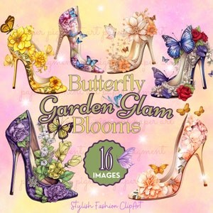 Purple heels with butterflies hotsell