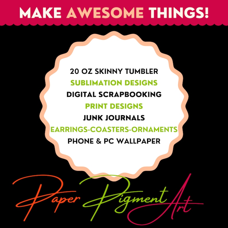 Thank you for your support of a small midwestern business!

Make Awesome things!
Find us on Facebook at
www.facebook.com/paperpigmentpastiche