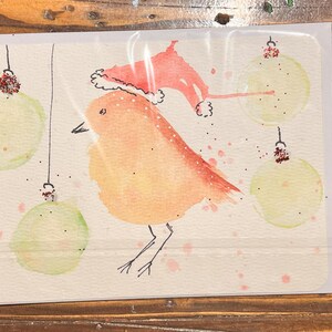 Handgeschilderde kerstkaarten - vogels