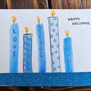 Cartão pintado à mão de Boas Festas - Velas