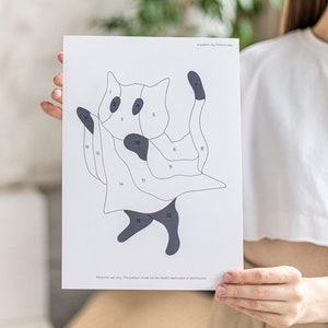 Stained glass pattern Cat Ghost Funny, Digital Download DIY Halloween Suncatcher Decor Beginner PDF wall art, home decor