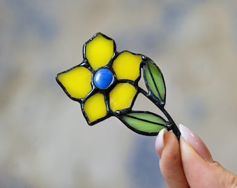 Stained Glass Brooch Flower Woman Broach Pin Flower Ukraine Jewelry Nature Ornament Flora Plant Pin