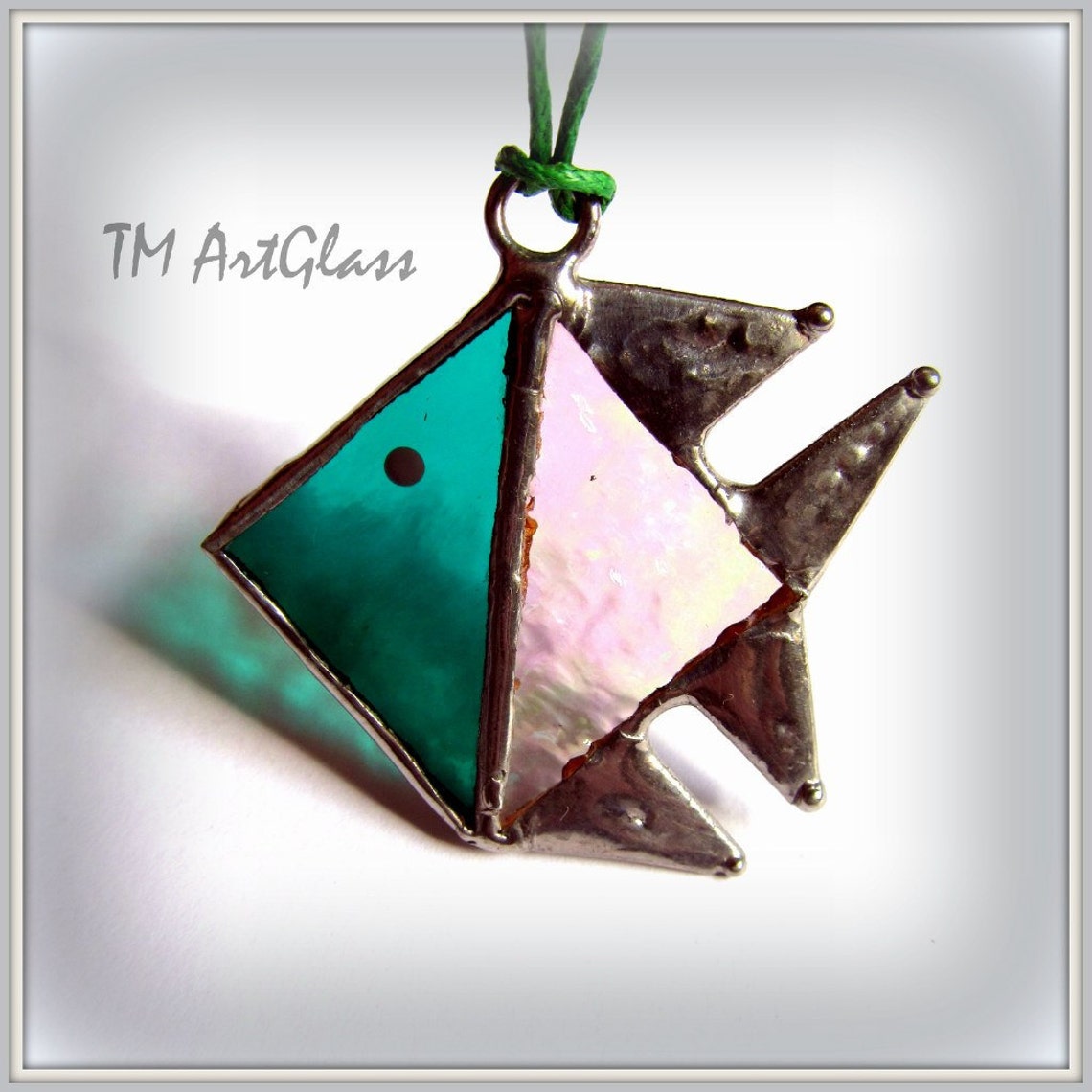 Stained Glass Pendant Fish Handmade Glass Pendant Pendant Etsy