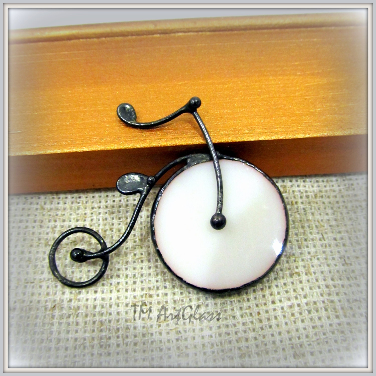 Stained glass brooch. Bike shaped brooch. Brooch for spring Etsy