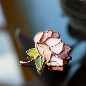 Stained Glass Brooch Flower Peony Woman Broach Pin Ukraine Jewelry Nature Ornament Flora Plant