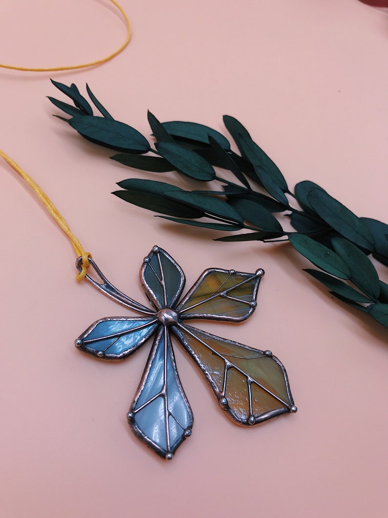 Stained Glass Leaf Necklace for Woman Vintage Jewelry Mothers Gift Woman Girl Technique Nature Ornament Accessories Handcrafted Ukraine image 9