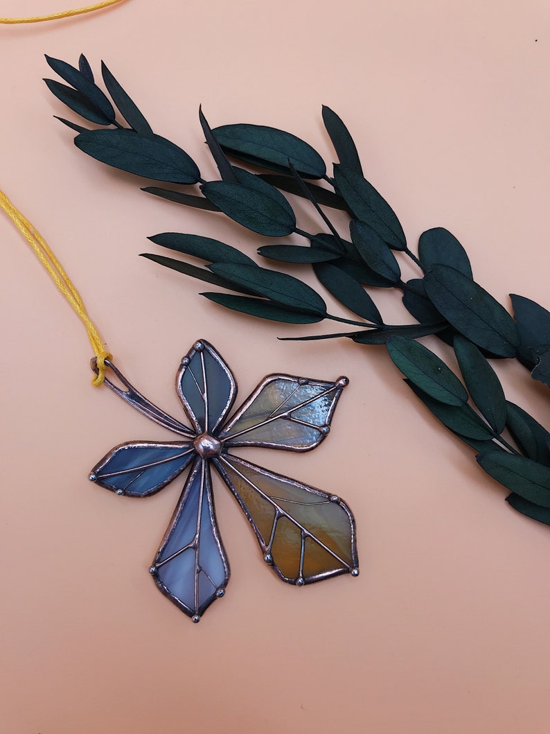 Stained Glass Leaf Necklace for Woman Vintage Jewelry Mothers Gift Woman Girl Technique Nature Ornament Accessories Handcrafted Ukraine image 8