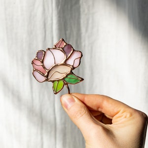 Stained Glass Brooch Flower Woman Broach Pin Ukraine Jewelry Nature Ornament Flora Plant