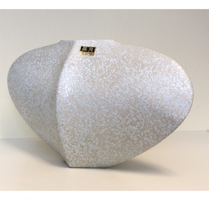 Exquisite Toyo Ikebana Vase Baby Blue Spatter Glaze Droplets Over Porcelain Flared Cowl Fluke Design Expansive yet Poised Kado Vessel VIDEO