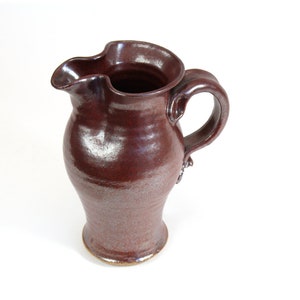Luxurious Iron Red Pitcher with VIDEO Hand Thrown Studio Pottery Stoneware with Pulled Handle