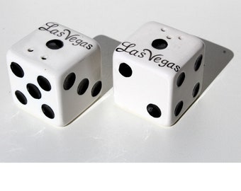 Las Vegas Dice Salt and Pepper Shakers: Ceramic Kitchen Decor