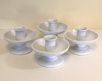 Porcelain Candlesticks Clean and Simple Place Setting Accent Pieces Amthor Imports Japan Original Foil Label