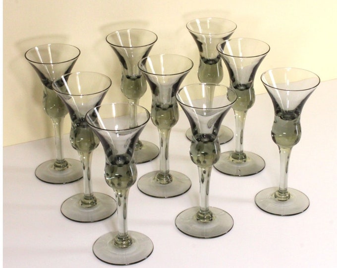 Holmegaard Cordial Glasses Set of Nine 9 per Lütken Design Danish