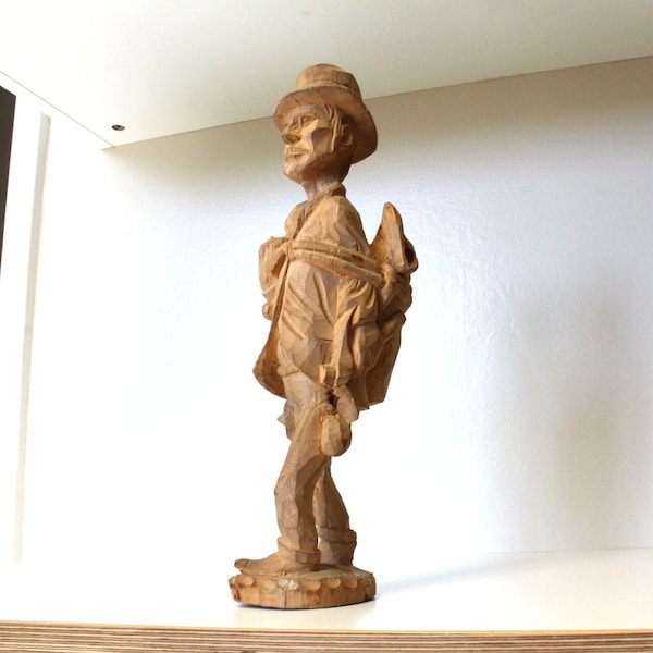 Rough Hewn Folk Art Hard Rock Miner Carving Outsider Art Sculpture Powerful and Personal Single Piece of Wood with VIDEO