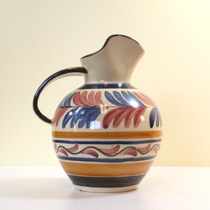 Superb Hand Painted Ceramic Pitcher Stamped Mark says Made in Finland Could This be Arabia?