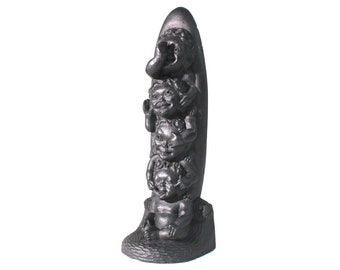 CoCo Joe's Four Wise Menehune Statue Cast Resin and Lava Tiki Authentic Hawaiian