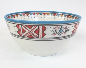 Poterie Serghini Bowl from Safi Morocco 8" by 4" Hand Painted Ceramic Dish