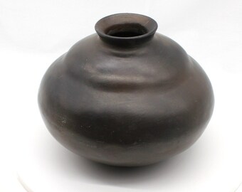 Burnished Hand Formed Pot with Dark Brown Finish Many Intriguing Features See Video !! Barro Negro or Southwestern Style