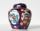Imari Gold Painted Ginger Jar Flower Pot Vase Flower Motif With Peacock Panel Porcelain Ceramic Pottery Vessel Well Marked