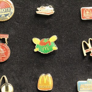 McDonald's Lapel Pin Collection 48 piece Set of Enameled Tie Back Crew and Management Flair Badges Olympics Disney Conventions etc. image 8