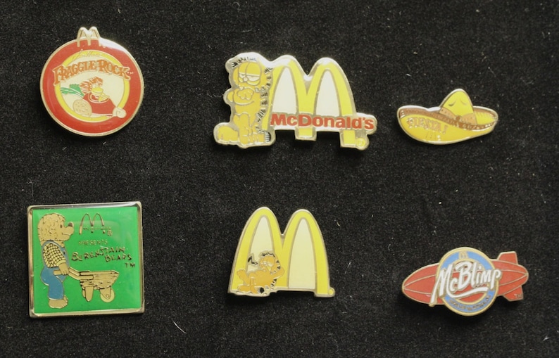 McDonald's Lapel Pin Collection 48 piece Set of Enameled Tie Back Crew and Management Flair Badges Olympics Disney Conventions etc. image 6