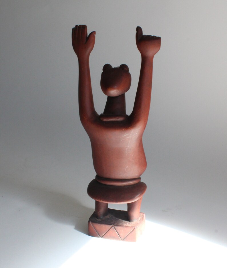 Kamba Rain God Carving by Katumo Kenyan Wakamba Tribal in Red Wood Mahogany or Teak Style Hardwood African Traditional See Video image 7