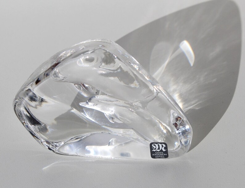 Mats Jonasson Crystal Dolphins Display Piece Paperweight Etsy