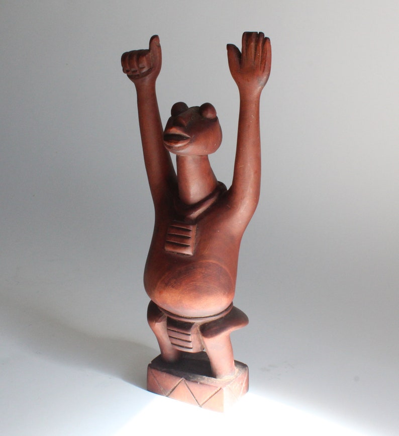 Kamba Rain God Carving by Katumo Kenyan Wakamba Tribal in Red Wood Mahogany or Teak Style Hardwood African Traditional See Video image 6