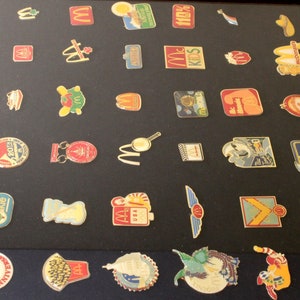 McDonald's Lapel Pin Collection 48 piece Set of Enameled Tie Back Crew and Management Flair Badges Olympics Disney Conventions etc. image 5