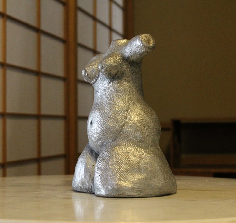 Female Torso Sculpture Hand Formed Clay Textured and Painted Etsy