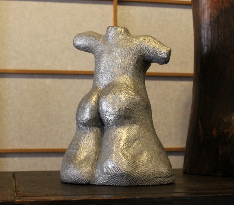 Female Torso Sculpture Hand Formed Clay Textured and Painted Etsy