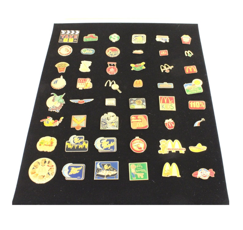 McDonald's Lapel Pin Collection 48 piece Set of Enameled Tie Back Crew and Management Flair Badges Olympics Disney Conventions etc. image 10